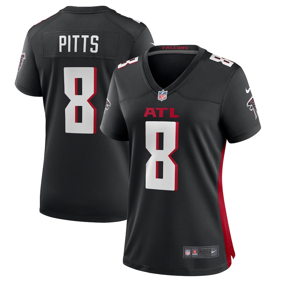 Custom Womens Atlanta Falcons 8 Kyle Pitts Nike Black 2021 NFL Draft First Round Pick Player Game Jersey